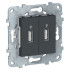 Розетка USB для зарядки 2-ая, Антрацит, Unica New Schneider NU542754 Розетка USB для зарядки 2-ая, Антрацит, Unica New Schneider NU542754