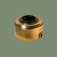 Ретро розетка латунь с З/К и шторками, светлая латунь, ДИП-200 Romatti D210-7