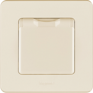 Розетка с З/К с крышкой, герметичная IP44, слоновая кость, INSPIRIA Legrand 673741