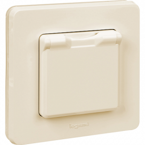 Розетка с З/К с крышкой, герметичная IP44, слоновая кость, INSPIRIA Legrand 673741