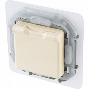 Розетка с З/К с крышкой, герметичная IP44, слоновая кость, INSPIRIA Legrand 673741