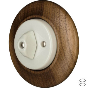 Выключатель поворотный 1 кл. проходной, американский орех матовый, Katy Paty LINUMM6