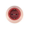Ретро розетка проходная 90° с 3/К, керамика, розовый rosa, серебристая фурнитура, Leanza РПДС-90