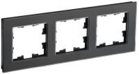 Рамка 3 местная, стекло, Черный матовый, Brite IEK BR-M32-G-31-K02