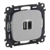 Розетка USB для зарядки A+C, алюминий, Valena Allure Legrand 754967