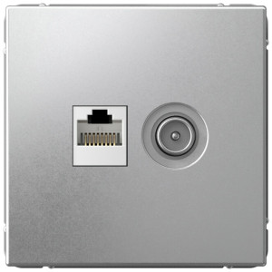 Розетка комп.+тв. RJ45+TV Cat. 5e, Алюминий, ArtGallery SE GAL000389