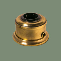 Ретро розетка латунь с З/К и шторками, светлая латунь, ДИП-200 Romatti D213-7
