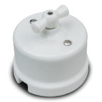 Выключатель керамика поворотный 1 кл. (2 полож), Белый, Лизетта Bironi B1-200-01