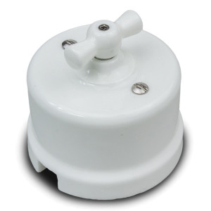 Выключатель керамика поворотный 1 кл. (2 полож), Белый, Лизетта Bironi B1-200-01