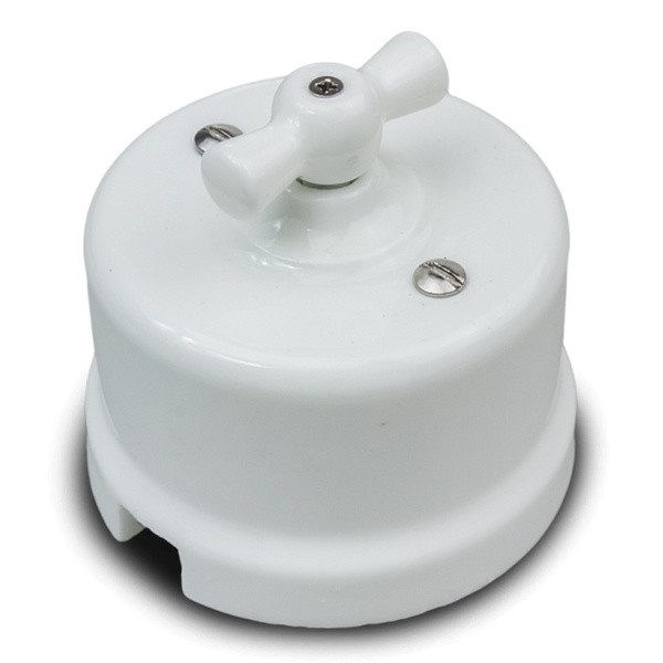 Выключатель керамика поворотный 1 кл. (2 полож), Белый, Лизетта Bironi B1-200-01