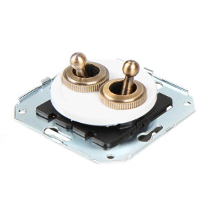 Выключатель тумблерный 2 кл. проходной (внутренний монт.), Белый, Salvador CL51WT