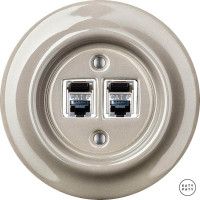 Розетка комп. фарфоровая RJ45 cat.6е, капучино глянцевый, Katy Paty LUGsCat6e 