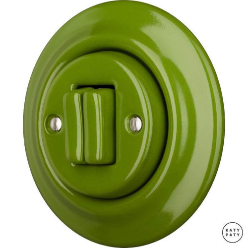 Выключатель кнопочный 2 кл., ярко-зеленый глянцевый, Katy Paty NICHG2Sl5 