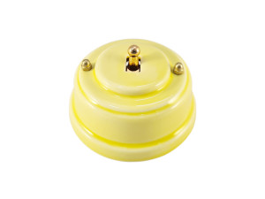 Выключатель керамика тумблерный 1 кл., желтый giallo с золотой ручкой, Leanza ВР1ЖЗ
