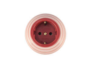 Ретро розетка проходная 90° с 3/К, керамика, Розовый Rosa, золотистая фурнитура, Leanza РПДЗ-90