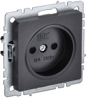 Розетка без З/К со шторками, Черный, Brite IEK BR-R13-10-K02