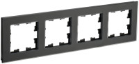 Рамка 4 местная, стекло, Черный матовый, Brite IEK BR-M42-G-31-K02