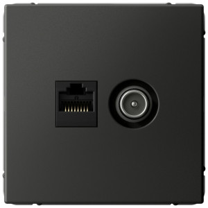 Розетка комп.+тв. RJ45+TV Cat. 5e, Базальт, ArtGallery SE GAL001489