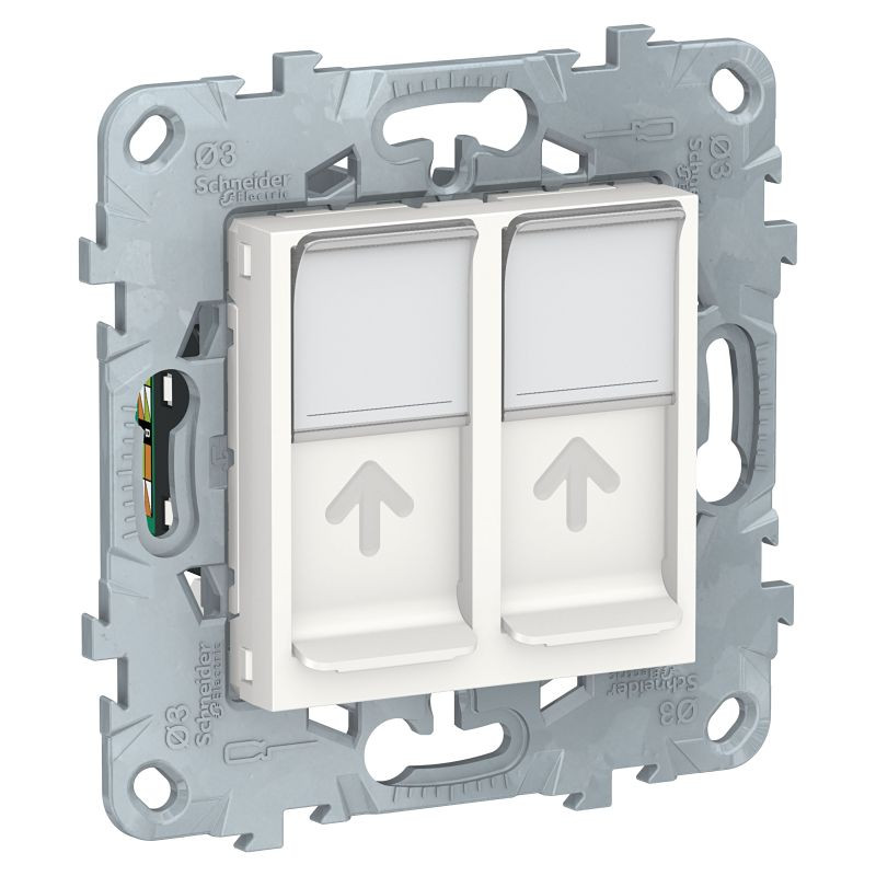 Розетка компьютерная 2-ая RJ45 Cat. 5e UTP, Белый, Unica New Schneider NU542018
