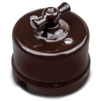 Выключатель керамика поворотный 1 кл. (2 полож), Коричневый, Лизетта Bironi B1-200-02