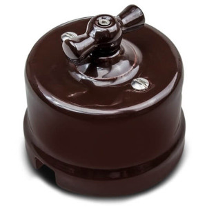 Выключатель керамика поворотный 1 кл. (2 полож), Коричневый, Лизетта Bironi B1-200-02