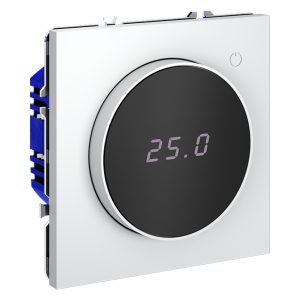 Терморегулятор электронный с индикацией и датчиком, для теплого пола, Белый глянцевый, Voltum S70 VLS070101
