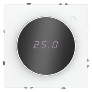 Терморегулятор электронный с индикацией и датчиком, для теплого пола, Белый глянцевый, Voltum S70 VLS070101