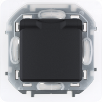 Розетка с З/К с крышкой, герметичная IP44, антрацит, INSPIRIA Legrand 673743