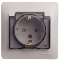 Розетка 1 местная с З/К, крышкой и шторкой IP44, Белый, Glossa SE GSL000148