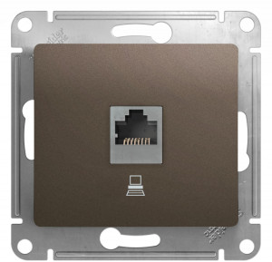 Розетка компьютерная RJ45 Cat. 5e, Шоколад, Glossa SE GSL000881K