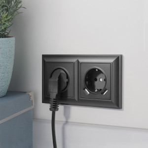 Розетка с З/К безвинтовой зажим, Черный матовый, Werkel W1171308