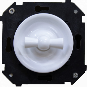 Выключатель пластик поворотный 1 кл. проходной (внутренний монт.), Белый, Шедель Bironi B3-201-21