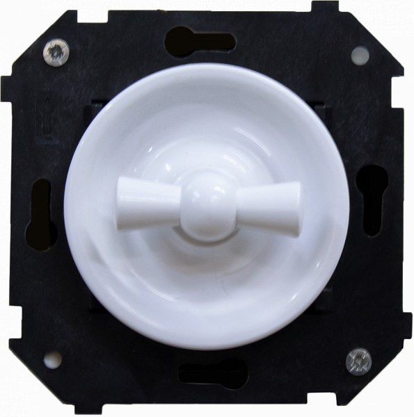 Выключатель пластик поворотный 1 кл. проходной (внутренний монт.), Белый, Шедель Bironi B3-201-21