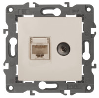 Розетка комп.+тв. RJ45+TV Cat. 5e, Слоновая кость, Эра Elegance 14-3110-02