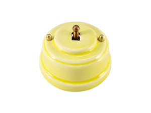 Выключатель керамика тумблерный 1 кл., желтый giallo с бронзовой ручкой, Leanza ВР1ЖБ