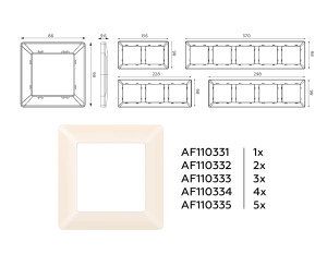 Рамка 4 местная пластик, Бежевый матовый, ALFA Line Ambrella Volt AF110334