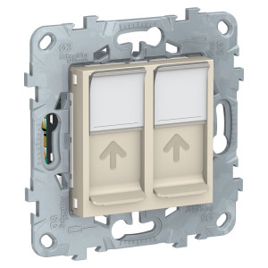 Розетка компьютерная 2-ая RJ45 Cat. 5e UTP, Бежевый, Unica New Schneider NU542044