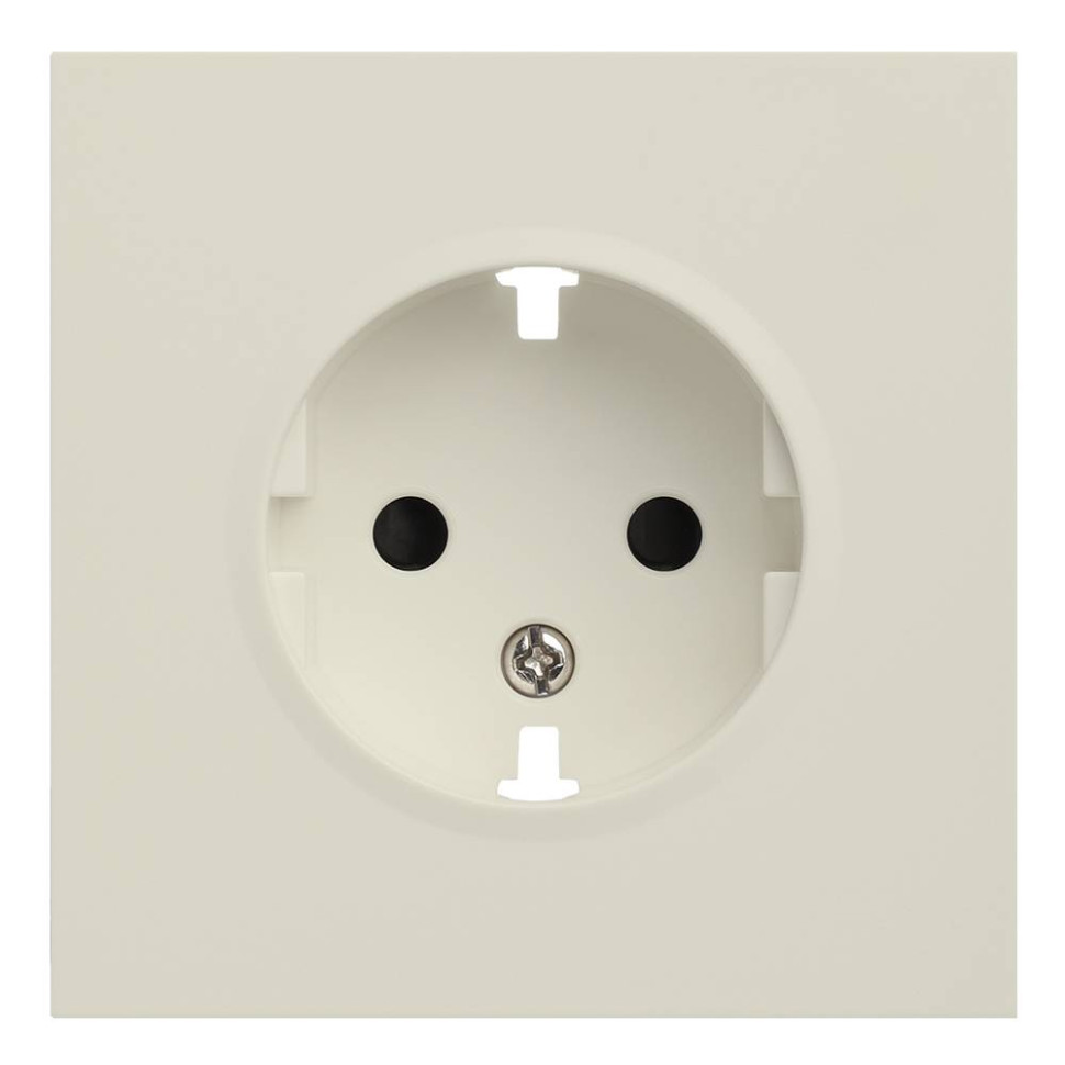 Лицевая панель розетки с З/К, Кремовый сатин, Rikett 35632 MC