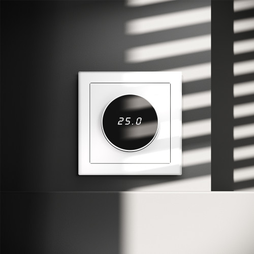 Терморегулятор электронный с индикацией и датчиком, для теплого пола, Белый матовый, VOLTUM S70 VLS070102