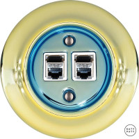 Розетка комп. фарфоровая RJ45 cat.6е, лимонный металлик, Katy Paty PELUGsCat6e 