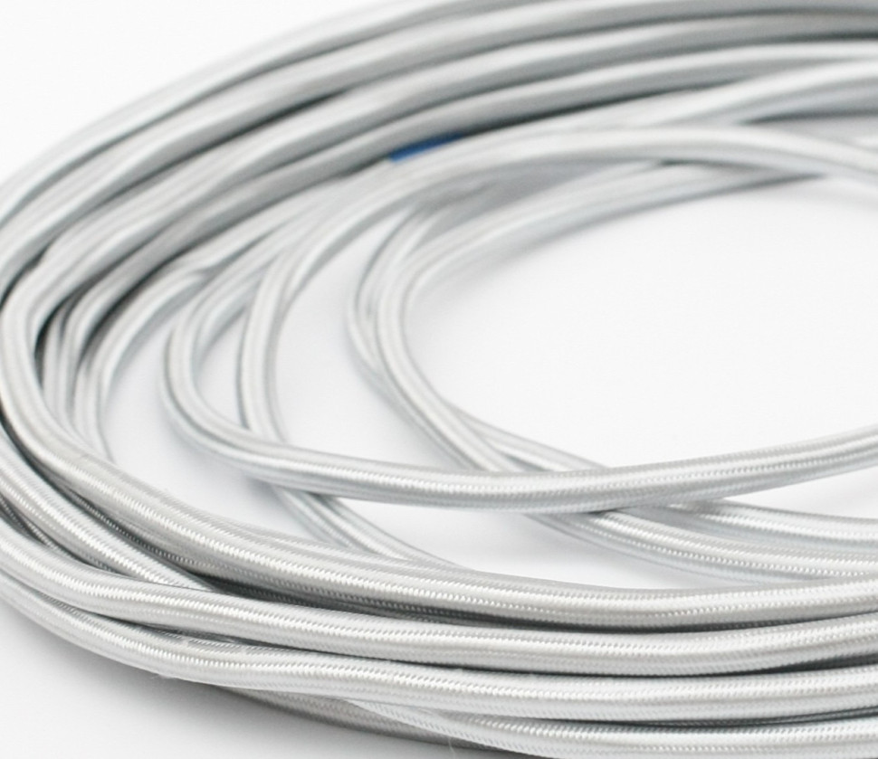Ретро кабель круглый 2x1,5 Cеребристый шёлк, Interior Wire ПДК2150-СРШ (1 метр)
