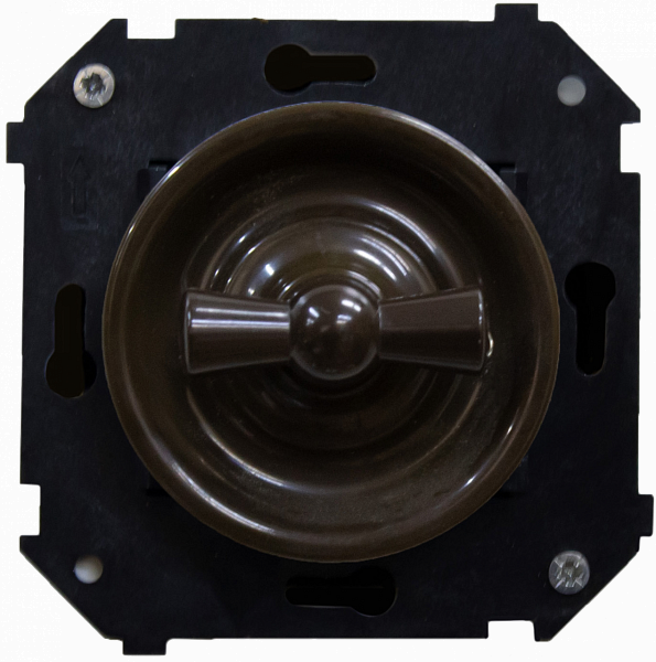 Выключатель пластик поворотный 1 кл. проходной (внутренний монт.), Коричневый, Шедель Bironi B3-201-22