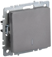 Выключатель 1 кл. с подсветкой, Сталь, Brite IEK BR-V10-1-10-K46