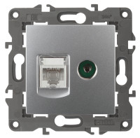 Розетка комп.+тв. RJ45+TV Cat. 5e, Алюминий, Эра Elegance 14-3110-03