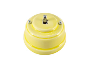 Выключатель керамика тумблерный 1 кл., желтый giallo с серебряной ручкой, Leanza ВР1ЖС