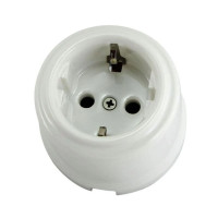 Ретро розетка керамика с 3/К, Белый, Болонь TDM ELECTRIC SQ1820-0007