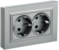Розетка 2-я с З/К, Алюминий, Brite IEK BR-R21-16-K47-F