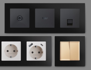 Рамка 5 местная пластик, Черный матовый, ALFA Techno Ambrella Volt AF220705