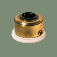 Ретро розетка латунь с З/К и шторками, светлая латунь, ДИП-200 Romatti D211-7