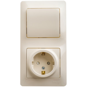 Блок Розетка с З/К + Выкл 1кл, Бежевый SE Glossa GSL000270